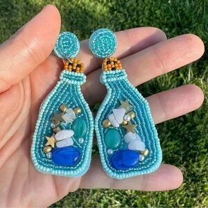 Sea Ocean Bottle Blue Earrings